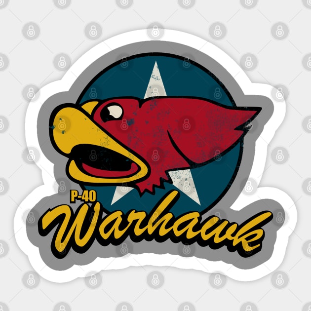 P-40 Warhawk Nose Art (distressed) Sticker by TCP